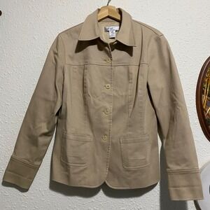 Vintage Maggie by Magaschoni Women's 10‎ Beige Cotton Blend Blazer Jacket